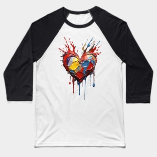 Splashed Paint Heart Baseball T-Shirt